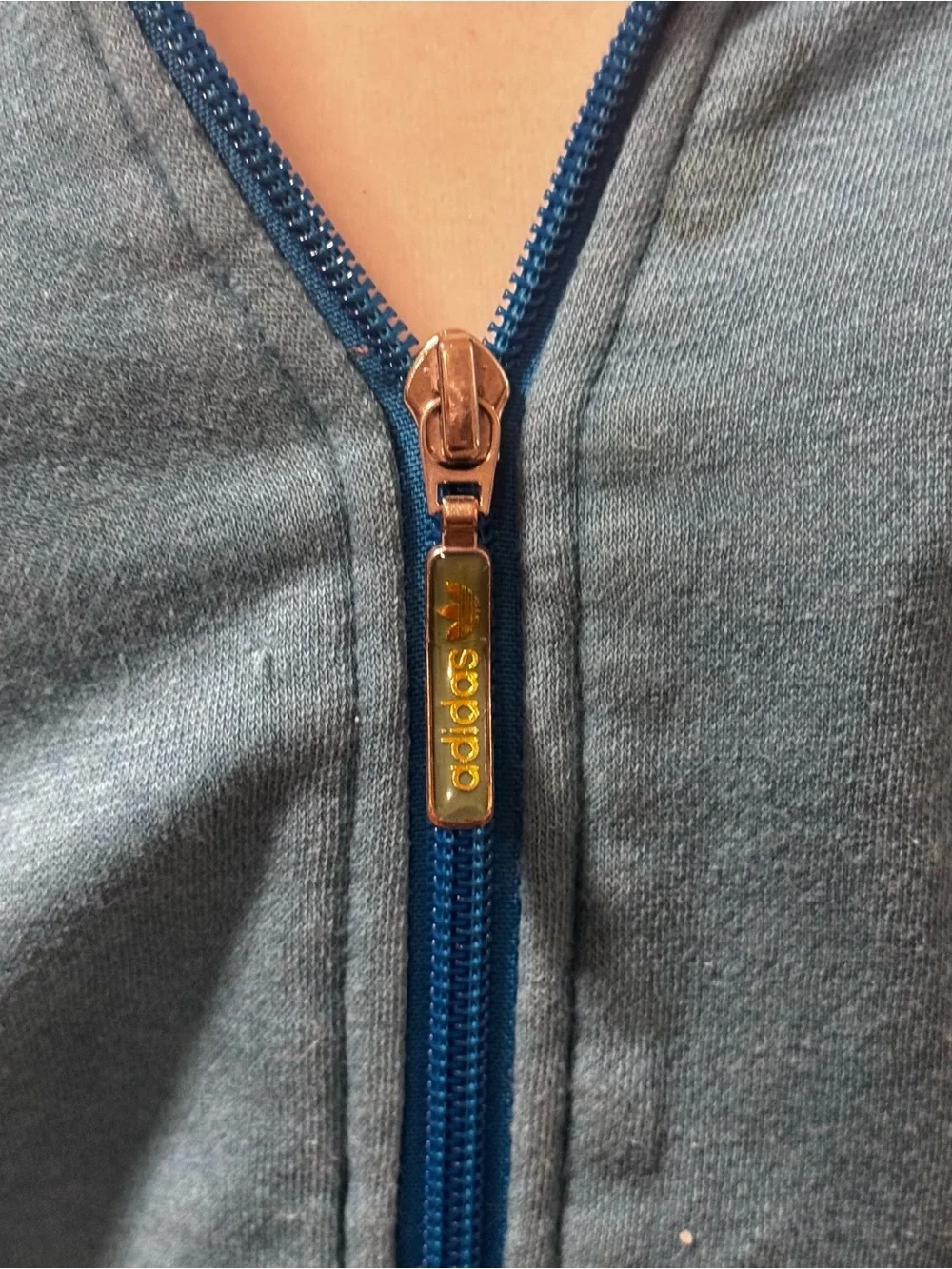 Adidas Originals Teal Blue Full Zip Hoodie Trefoil